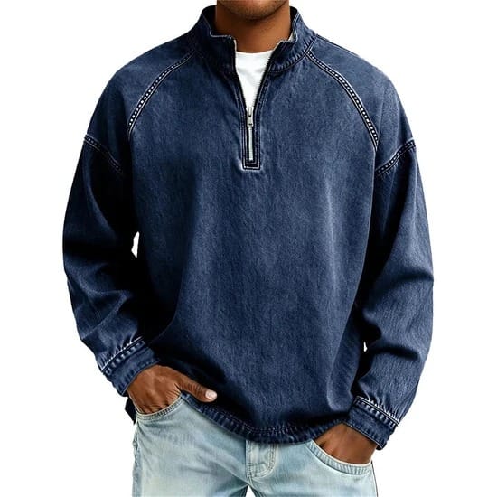 Maglione con zip André Ferran in Cotone Mare