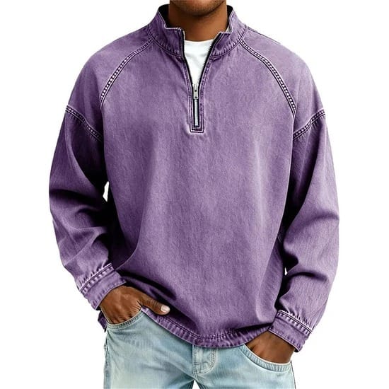 Maglione con zip André Ferran in Cotone Mare
