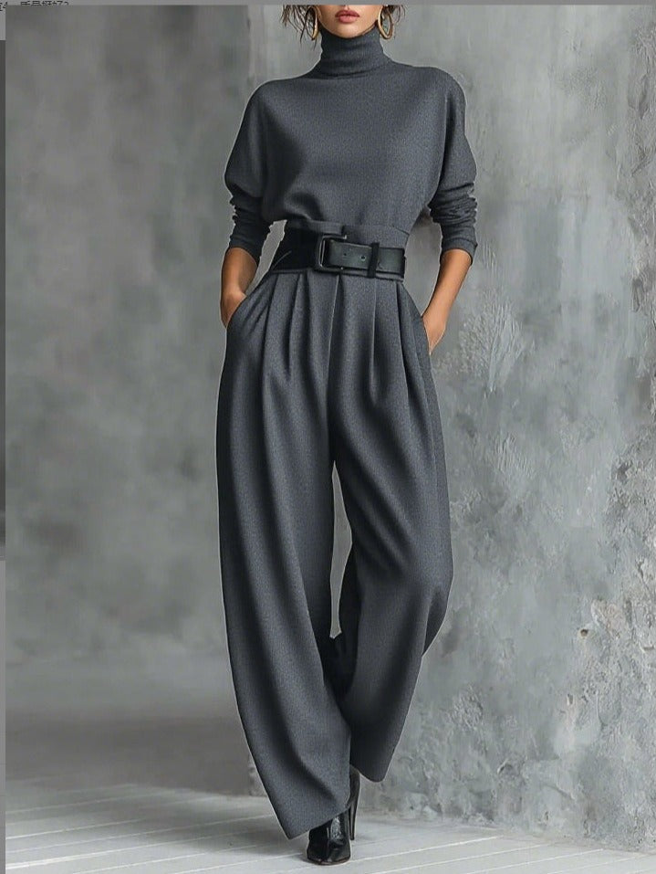 Doveline | Completo Maglione a Collo Alto e Pantaloni a Gamba Larga
