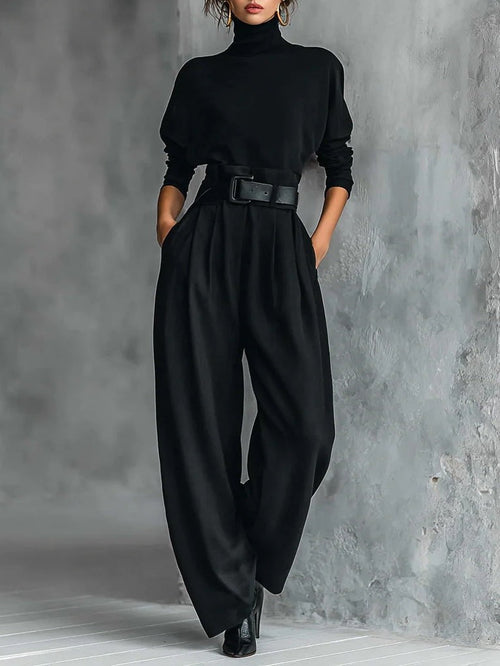 Doveline | Completo Maglione a Collo Alto e Pantaloni a Gamba Larga