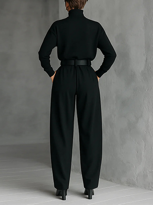 Doveline | Completo Maglione a Collo Alto e Pantaloni a Gamba Larga