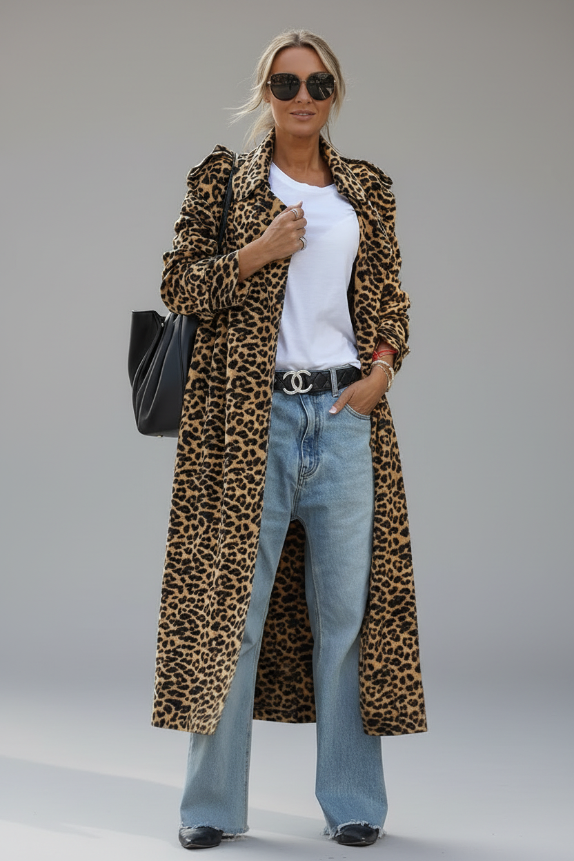 Abito midi leopardato