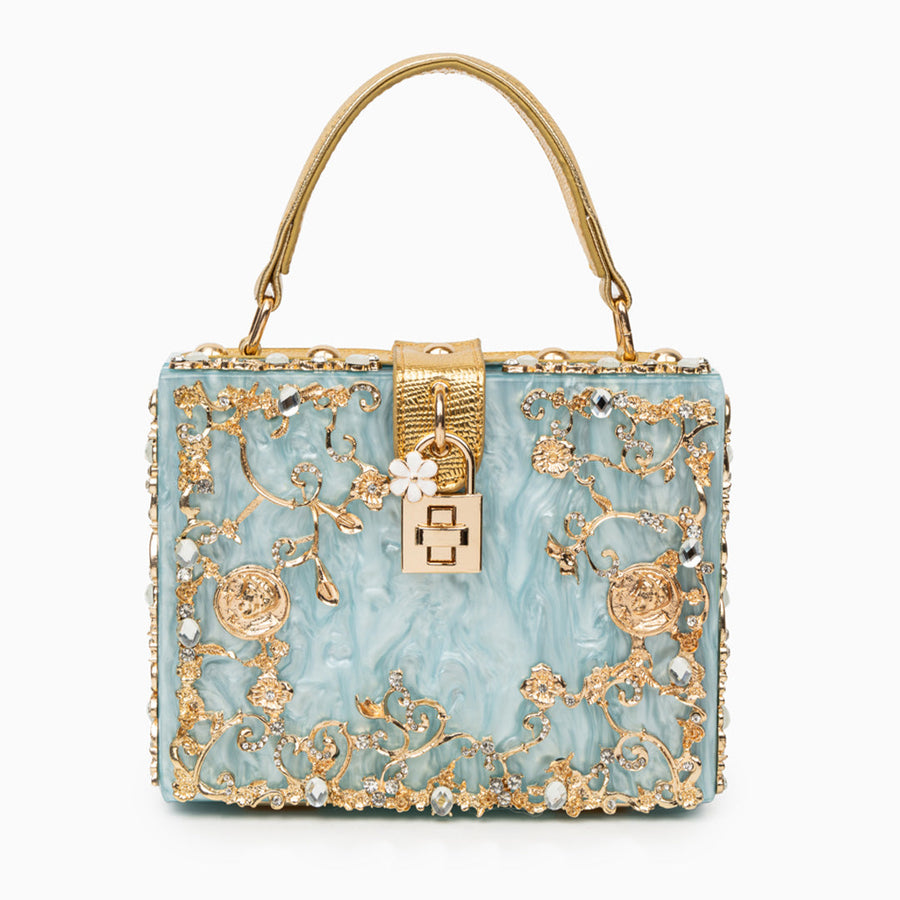 Vittoria | Borsa a scatola con fiori dorati