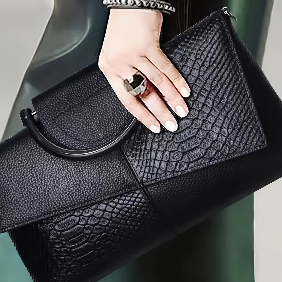Bianca | Pochette Effetto Coccodrillo