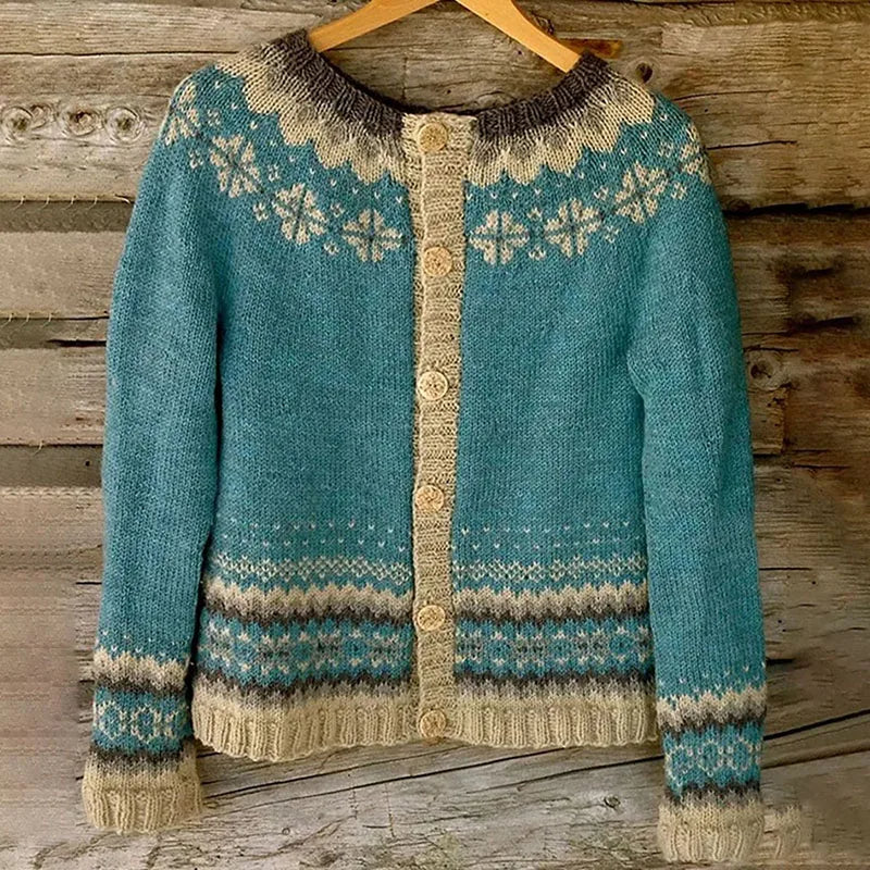 Charlotte | Maglione con bottoni e motivo scandinavo