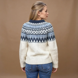 Pauline | Maglione ecrù con motivo blu navy