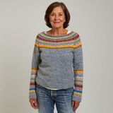 Sylvie | Maglione grigio con motivo multicolore