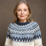 Pauline | Maglione ecrù con motivo blu navy
