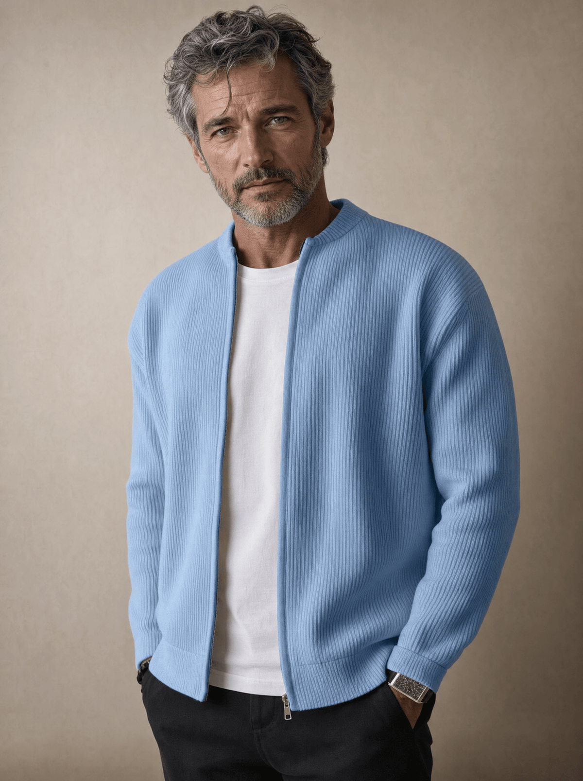 Cardigan con zip a costine André Ferran